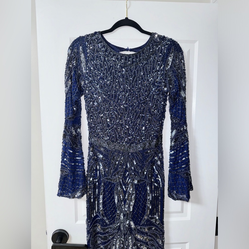 COPY - Bridesmaid navy embellished maxi dress